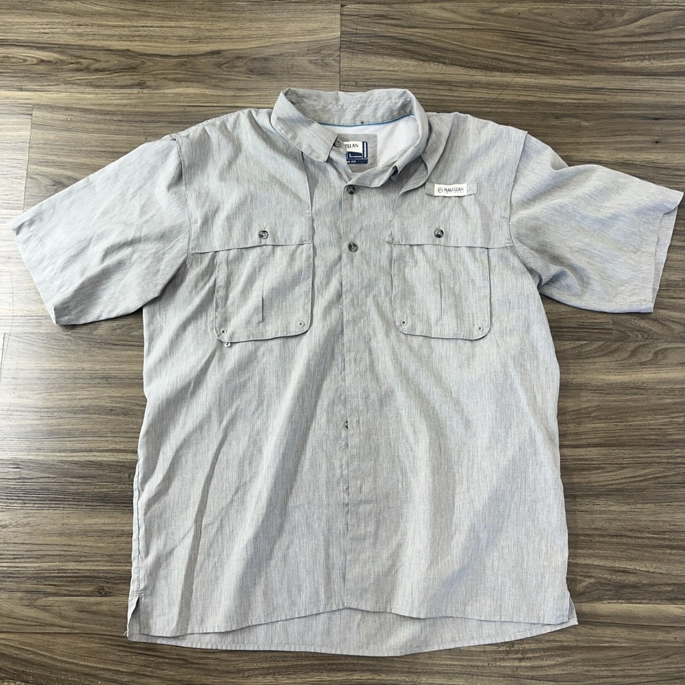 Magellan Outdoors Fish Gear Men's L Polyester Gray Shirt Moisture Wicking